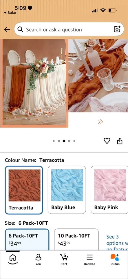 Burnt Orange / Terracotta Cheesecloth Table Runners - photo 2