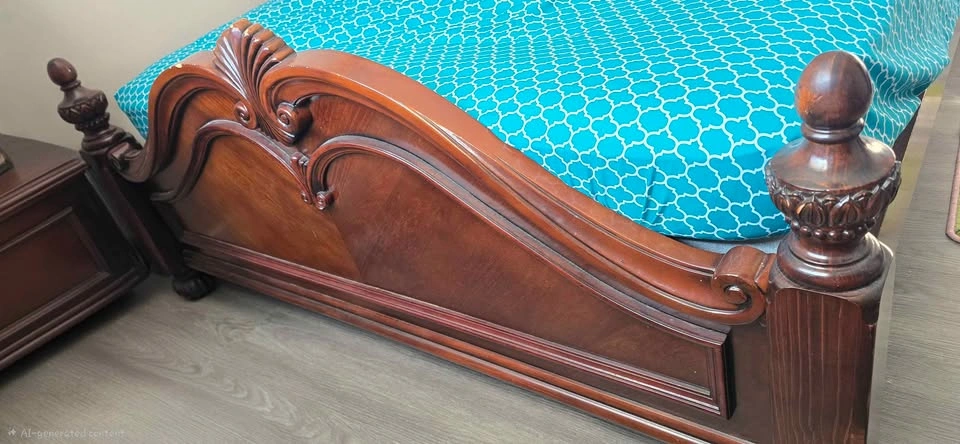 Queen size- Ornate Carved Wood Bed Frame and spring box - photo 3