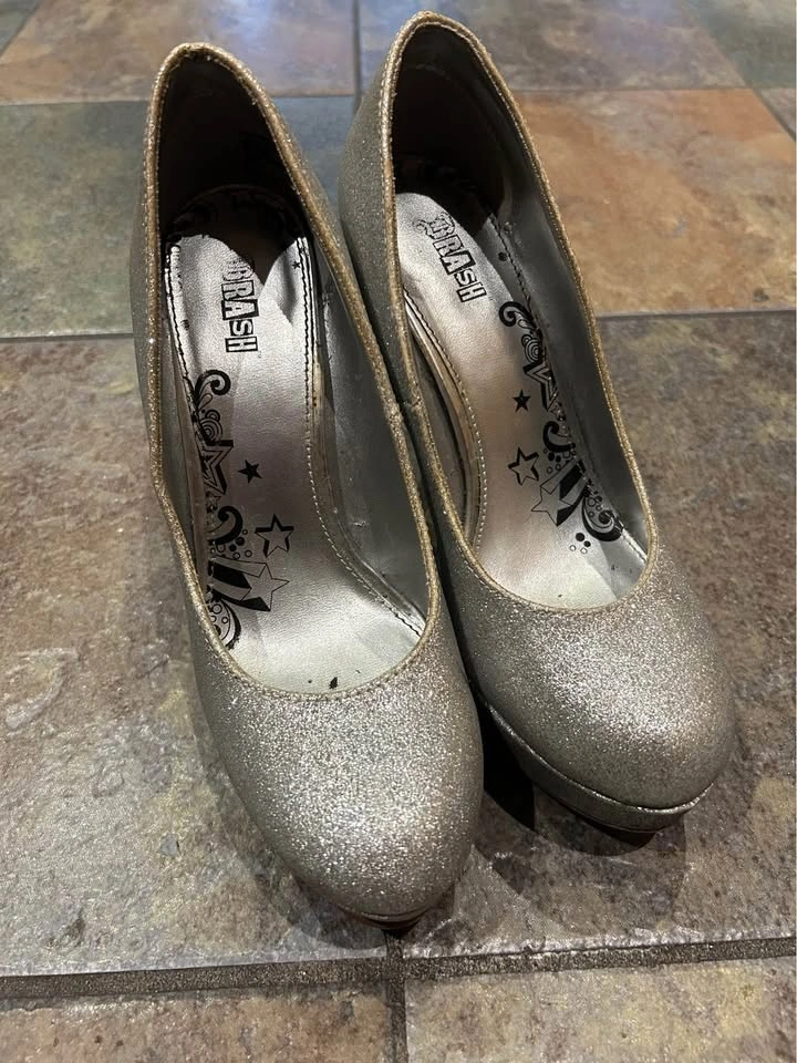 Women’s silver sparkly heels