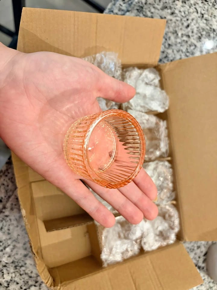 8 Amber Glass Tealight Holders