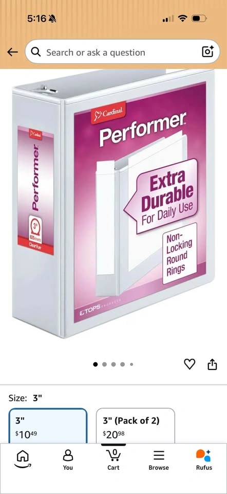 White 3 Inch 3 Ring Binders / Set of 4 - photo 3