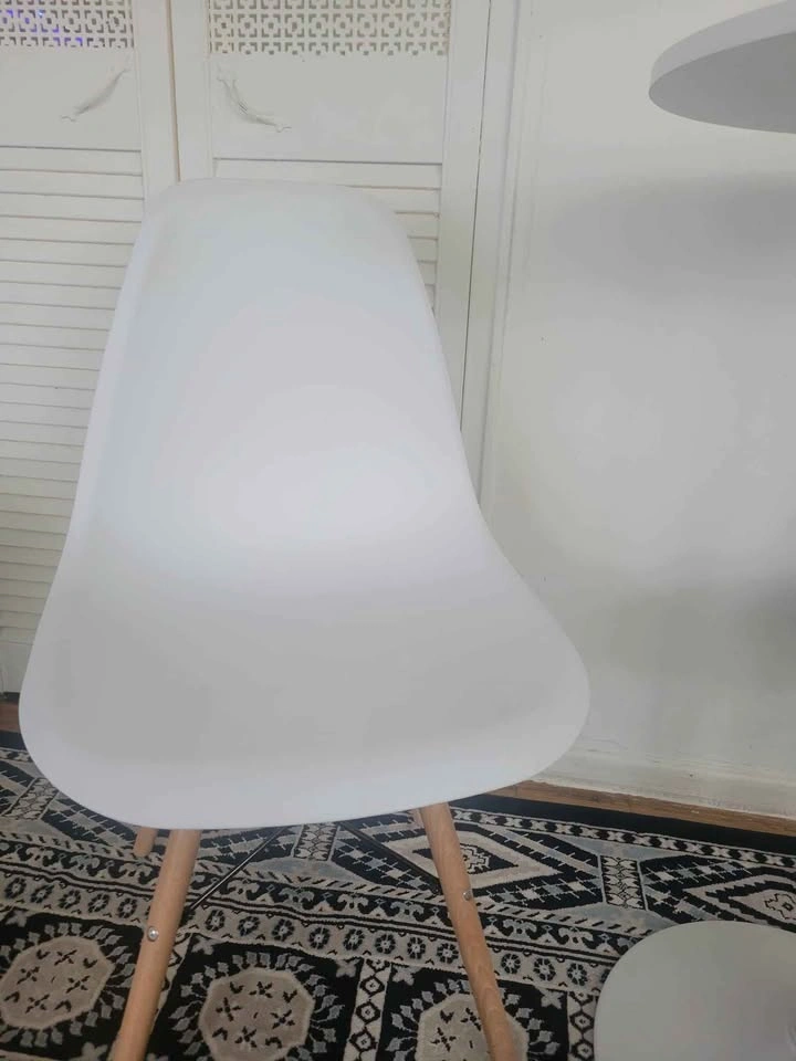 Modern White Adjustable Bar / Bistro Table & 2 Eames-Style Chair - photo 2