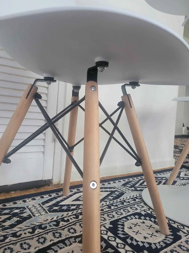 Modern White Adjustable Bar / Bistro Table & 2 Eames-Style Chair - photo 3