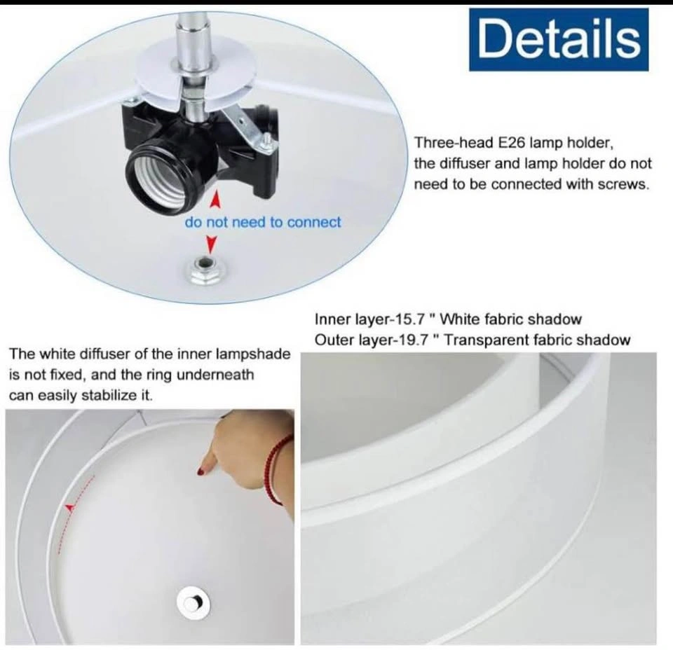 New 3-Light Drum Pendant Light, Semi Flush Mount Chandelier - photo 4