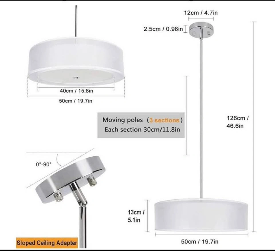 New 3-Light Drum Pendant Light, Semi Flush Mount Chandelier - photo 5