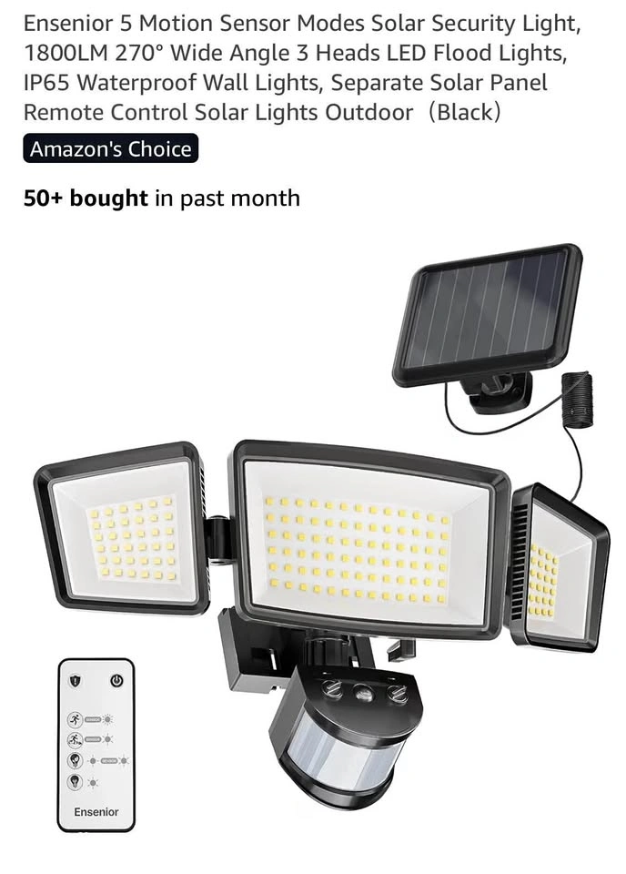 Ensenior 5 Motion Sensor Modes Solar Security Light