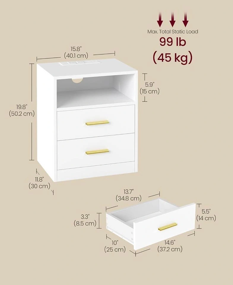 Nightstand with Charging Station - photo 2