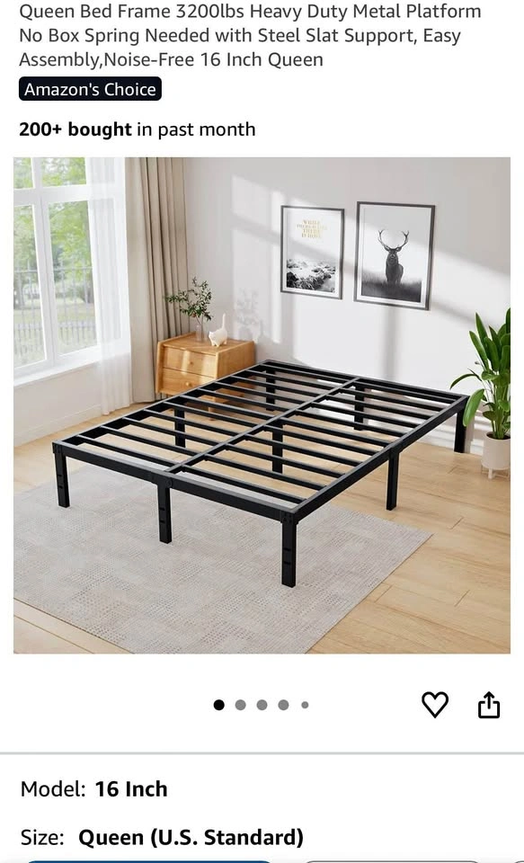Queen Bed Frame 3200lbs Heavy Duty Metal Platform