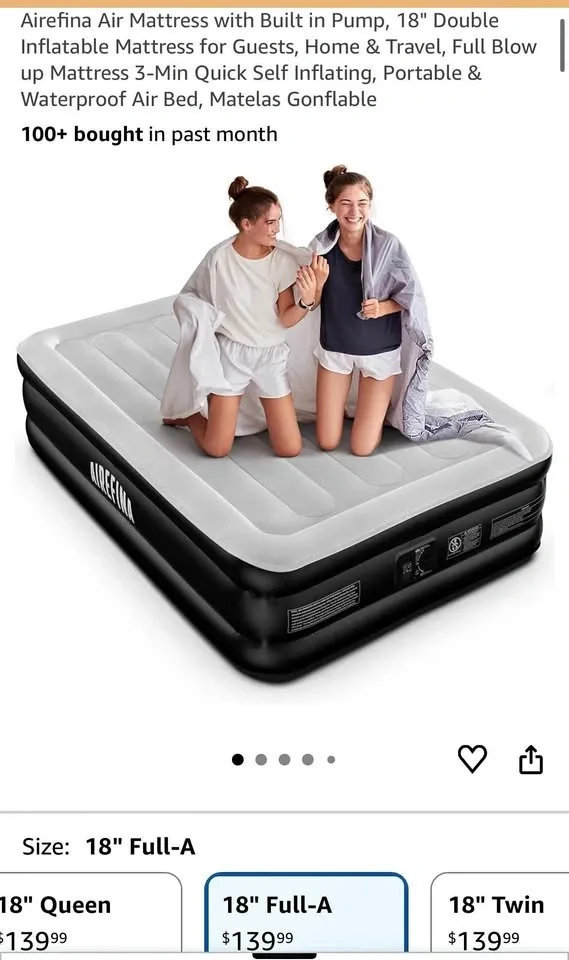 Airefina Full Size Air Mattress with Built-in Pump