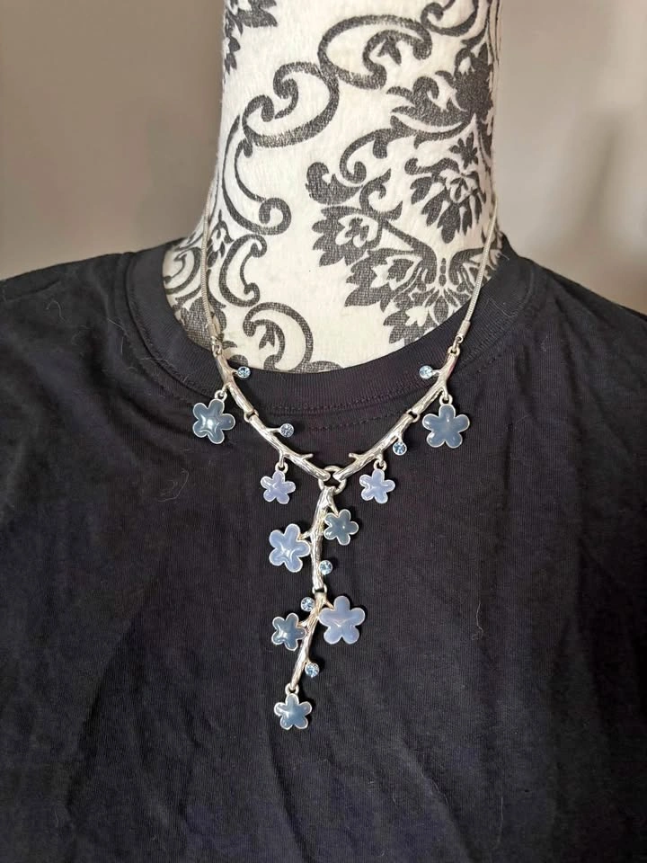 Silver-Toned Floral Branch Necklace