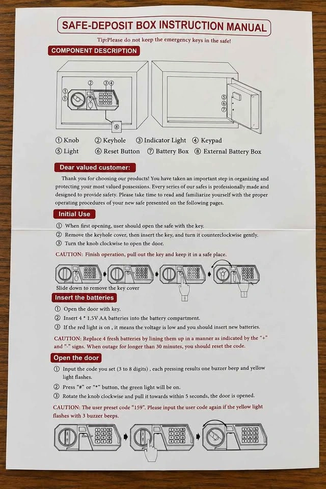 Electronic Digital Home Security Safe with Keys - photo 4