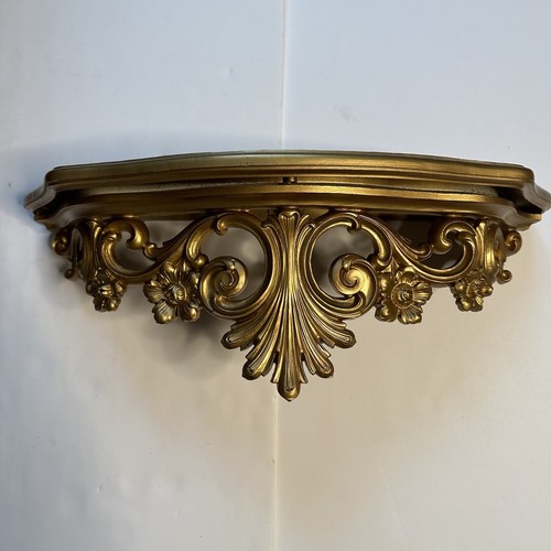 Vintage Syroco Gold Gilded Ornate Wall Display Shelf Table