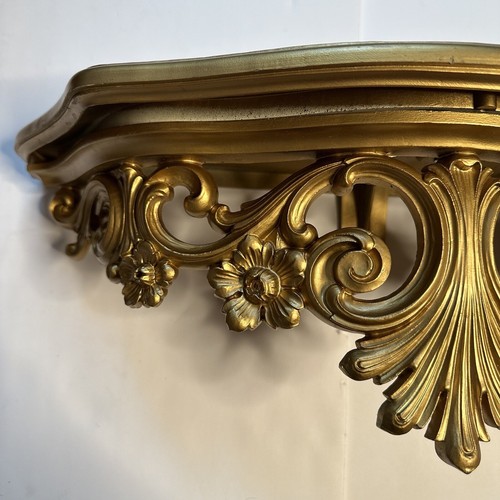 Vintage Syroco Gold Gilded Ornate Wall Display Shelf Table - photo 3