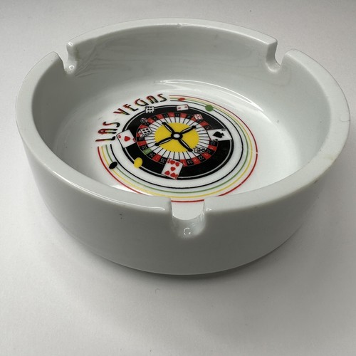 Vintage White Ceramic Las Vegas Ashtray 1980s - photo 4