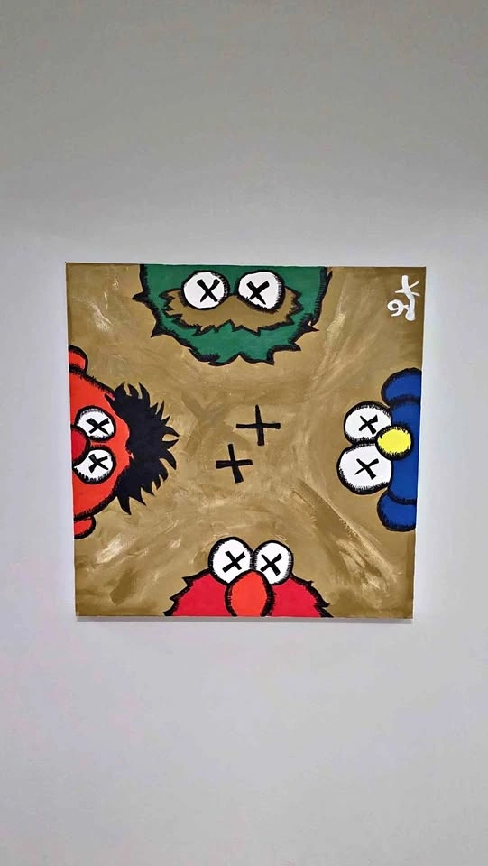 KAWS x Sesame Street Acrylic Painting