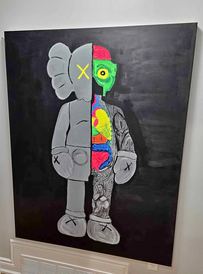 Flayed Kaws Acrylic on Canvas