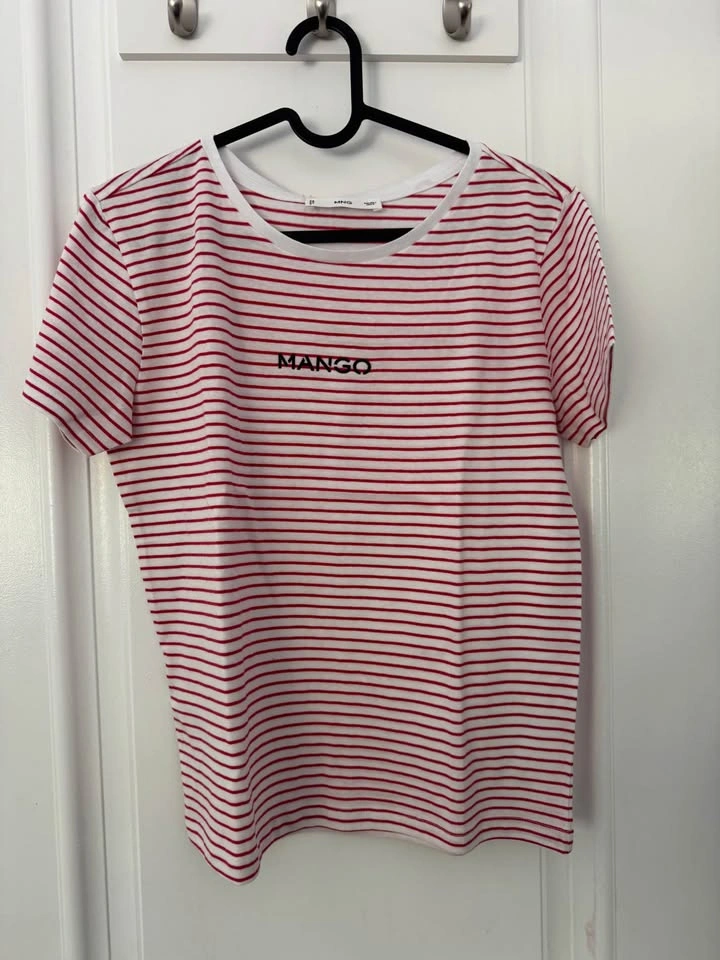 Mango red white striped slim fit T-shirt - photo 2