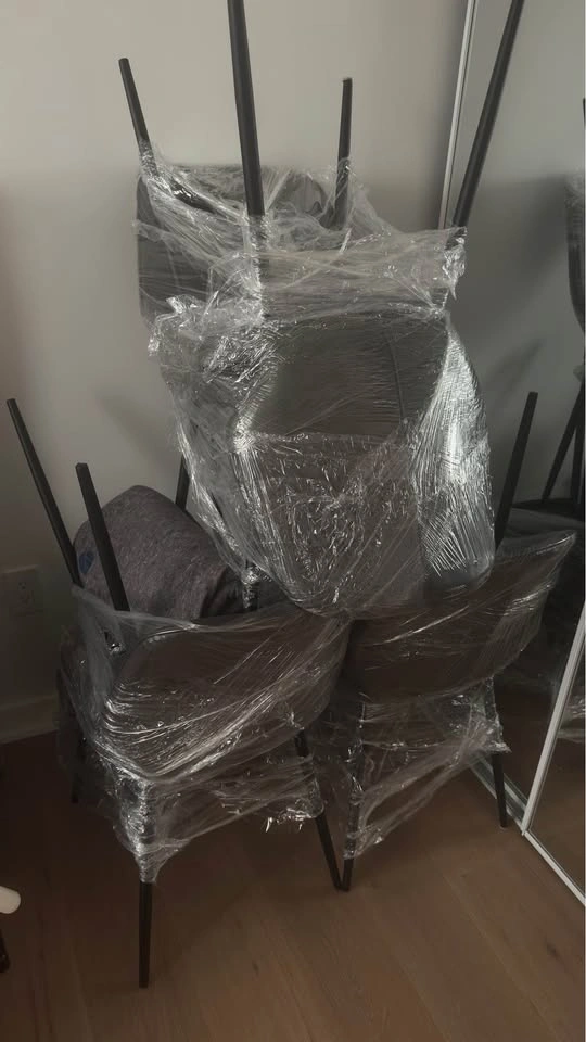 6 GREY Wazo Leather Chairs - Excellent Condition - photo 2