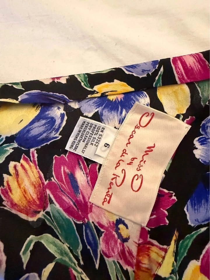Miss O by Oscar de la Renta Silk Floral Peplum Dress - photo 2