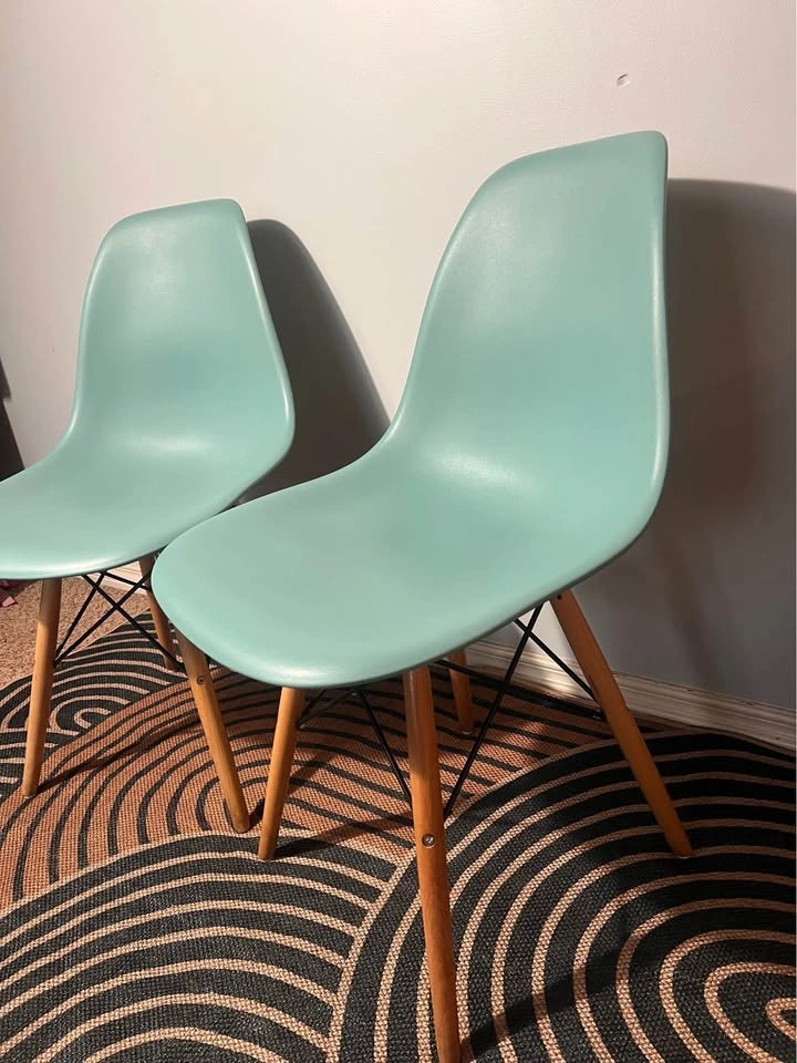 Set of 2 Eames-Style Mid-Century Modern Chairs - Seafoam Green - photo 2
