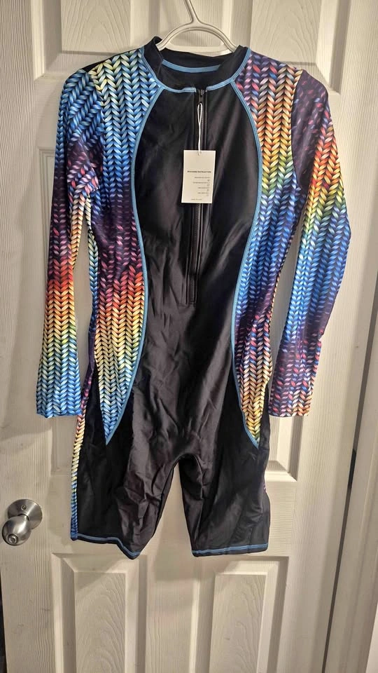 Rainbow Long Sleeve One-Piece Swimsuit medium sku 0552