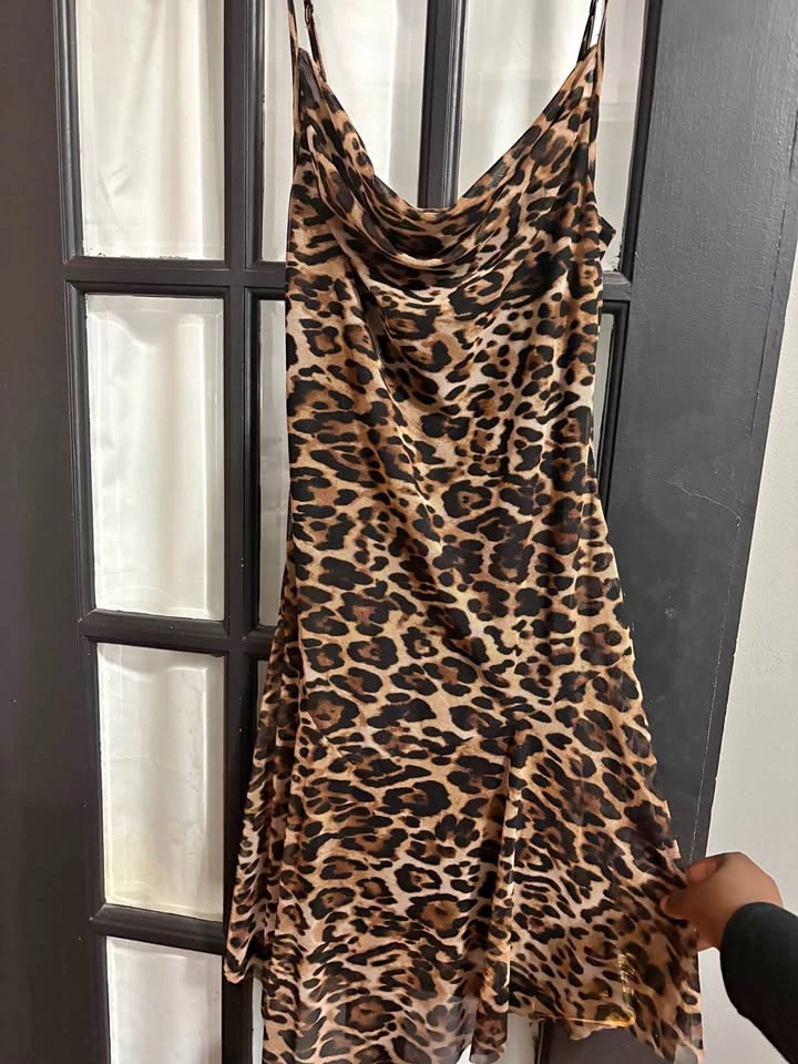 Leopard Print Spaghetti Strap Dress – Size L