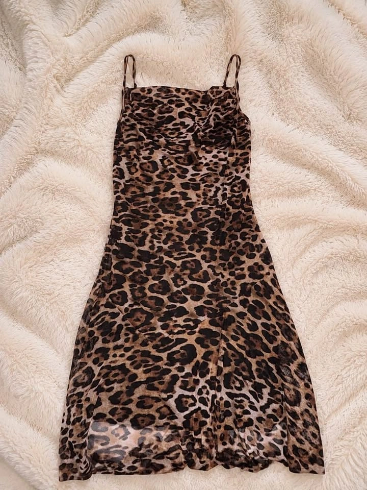Leopard Print Spaghetti Strap Dress – Size L - photo 3