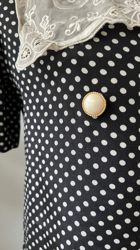 Betty Sta Ana Vintage Polka Dot Blouse S 12 Black White - photo 4