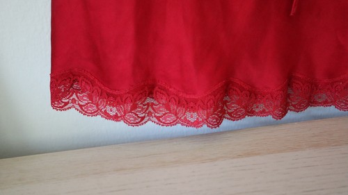 Togo 100% Silk Red Chemise Nightgown XL Sleeveless Lace Hem - photo 3