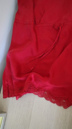 Togo 100% Silk Red Chemise Nightgown XL Sleeveless Lace Hem - photo 4