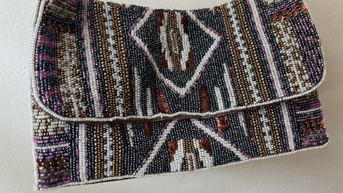 Vintage Handmade Seed Beaded Evening Clutch Purse Boho Southwest - photo 5