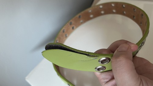Lime Green Genuine Leather Belt Y2K Style - photo 2