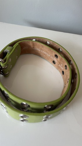 Lime Green Genuine Leather Belt Y2K Style - photo 4