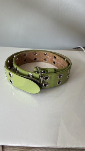 Lime Green Genuine Leather Belt Y2K Style - photo 5