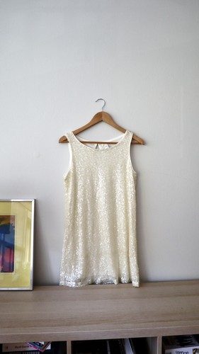 H&M Off-white Sequin Dress size M