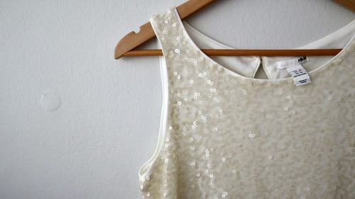 H&M Off-white Sequin Dress size M - photo 5