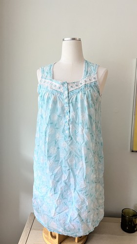 Jasmine Rose 100% Cotton Nightgown Vibrant Blue Floral
