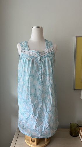 Jasmine Rose 100% Cotton Nightgown Vibrant Blue Floral - photo 3