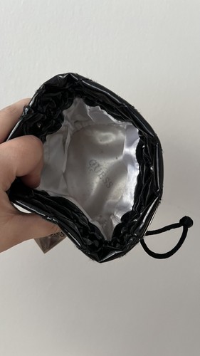Guess Bag Drawstring Pouch Black Patent Quilted Purse - photo 3