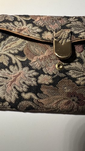 Vintage Tapestry Tri-fold Clutch Wallet Suede Interior - photo 3