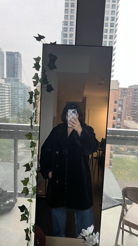 STUNNING FAUX FUR Vintage 90s Retro Winter Glam Black Coat - photo 5