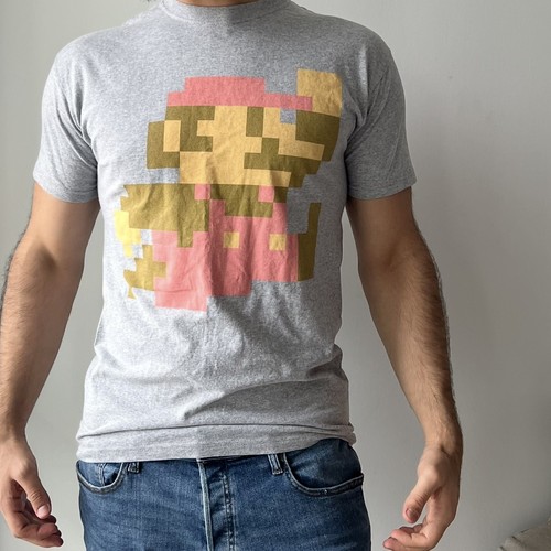 Nintendo Super Mario Bros Pixels Heather gray T-Shirt Size M