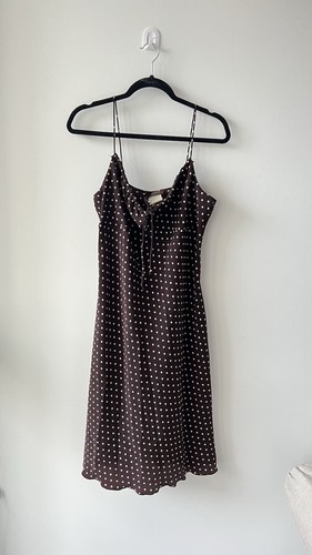 Vintage Y2K Jessica Brown & White Polka Dot Slip Dress M