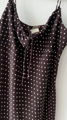 Vintage Y2K Jessica Brown & White Polka Dot Slip Dress M - photo 2