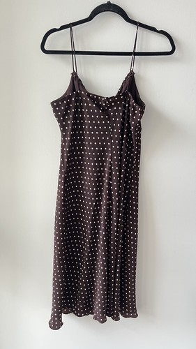 Vintage Y2K Jessica Brown & White Polka Dot Slip Dress M - photo 5