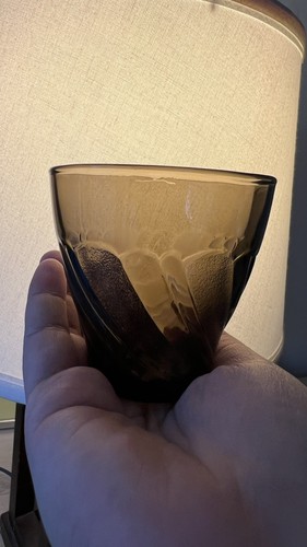 Vintage Vereco Brown Smoke Juice Glasses France Set Of 2 - photo 3