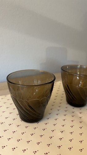 Vintage Vereco Brown Smoke Juice Glasses France Set Of 2 - photo 4