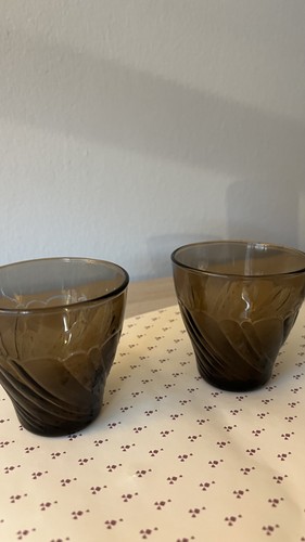 Vintage Vereco Brown Smoke Juice Glasses France Set Of 2 - photo 5
