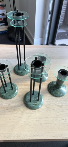 80s Postmodern Italian Marble Lucite Memphis Candlesticks - photo 3
