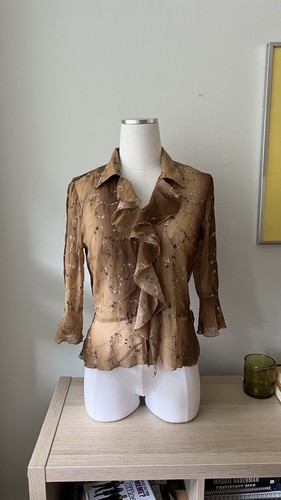 ruffle Brown tops for women y2k